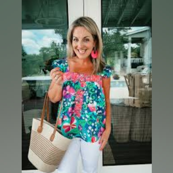 emily wonder Tops - Emily Wonder Sandra Embroidered Tropical Tank